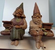 PAIR OF 1984 TOM CLARK GNOMES, JACK BE NIMBLE AND JACKIE BE QUICK CANDLESTICK HOLDERS, SIGNED, CAIRN