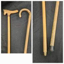 (2) WOODEN CANES including BRASS tipped