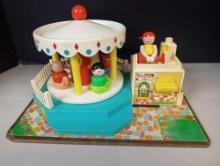 Vintage Fisher Price Little People Merry Go Round with Kids