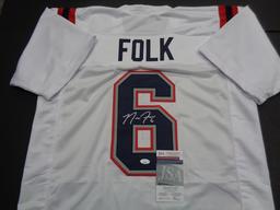 Nick Folk New England Patriots Autographed Custom Football Jersey JSA W coa