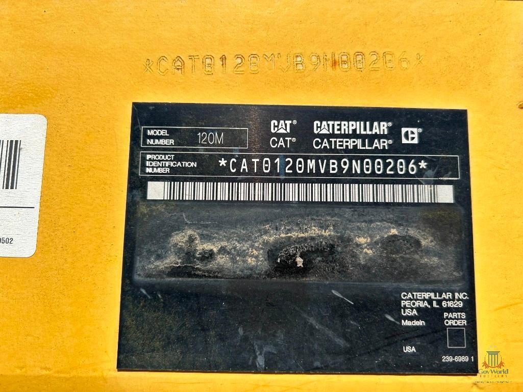 2008 Caterpillar 120M VHP Motorgrader: Ser# CAT0120MVB9N00206