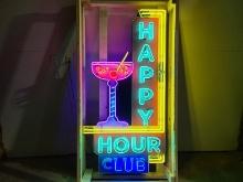 Custom Happy Hour Tin Animated Neon Sign