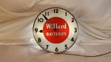 Original Willard Batteries Dealer Lighted Clock