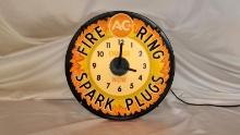 Original AC Spark Plugs Fire Ring Lighted Plastic Clock