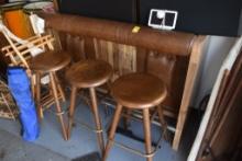 Bar with 3 Wooden Swivel Stools