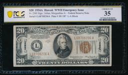 1934A $20 Hawaii FRN PCGS 35