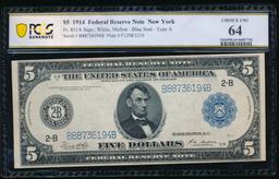 1914 $5 New York FRN PCGS 64