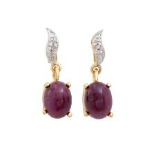 Plated 18KT Yellow Gold 4.02ctw Ruby and Diamond Earrings