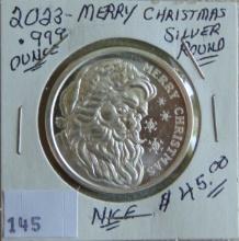 2023 Merry Christmas .999 1 Troy Oz. Silver.