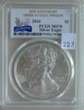 2016 Silver Eagle 30th Anniversary PCGS MS70.