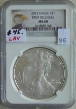 2012 Silver Eagle NGC MS69.