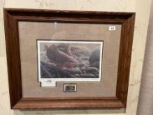 1986 Iowa Trout Stamp Glass Framed Picture-21''X 17''