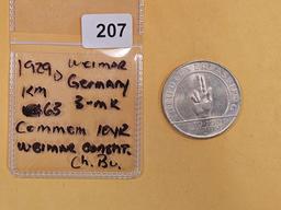 * 1929-D Weimar Germany silver 3 marks in Choice Brilliant Uncirculated