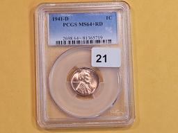 PCGS 1941-D Wheat cent in Mint State 64 Plus RED