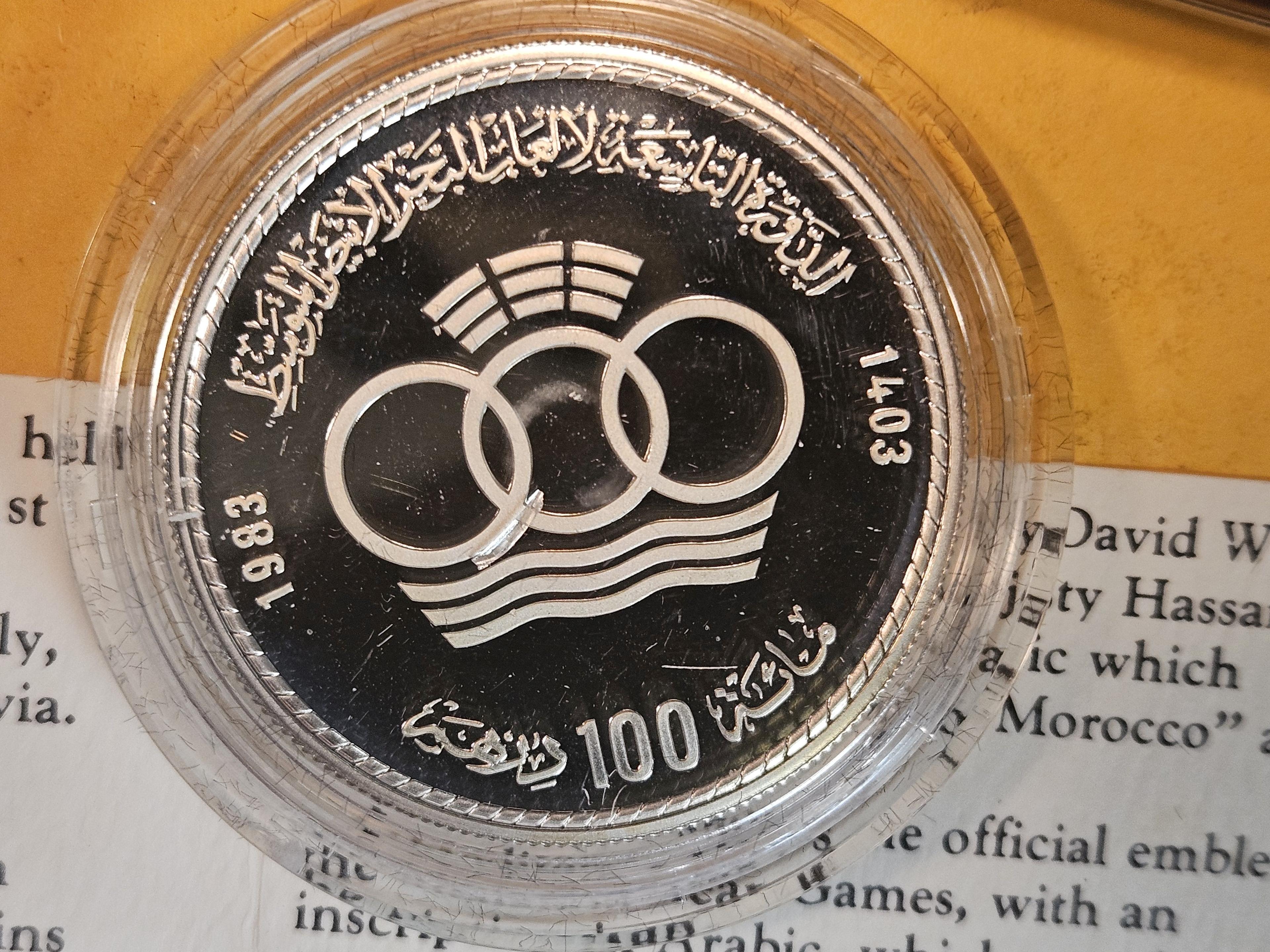 1983 Proof Deep Cameo Silver Morocco 100 dirhams