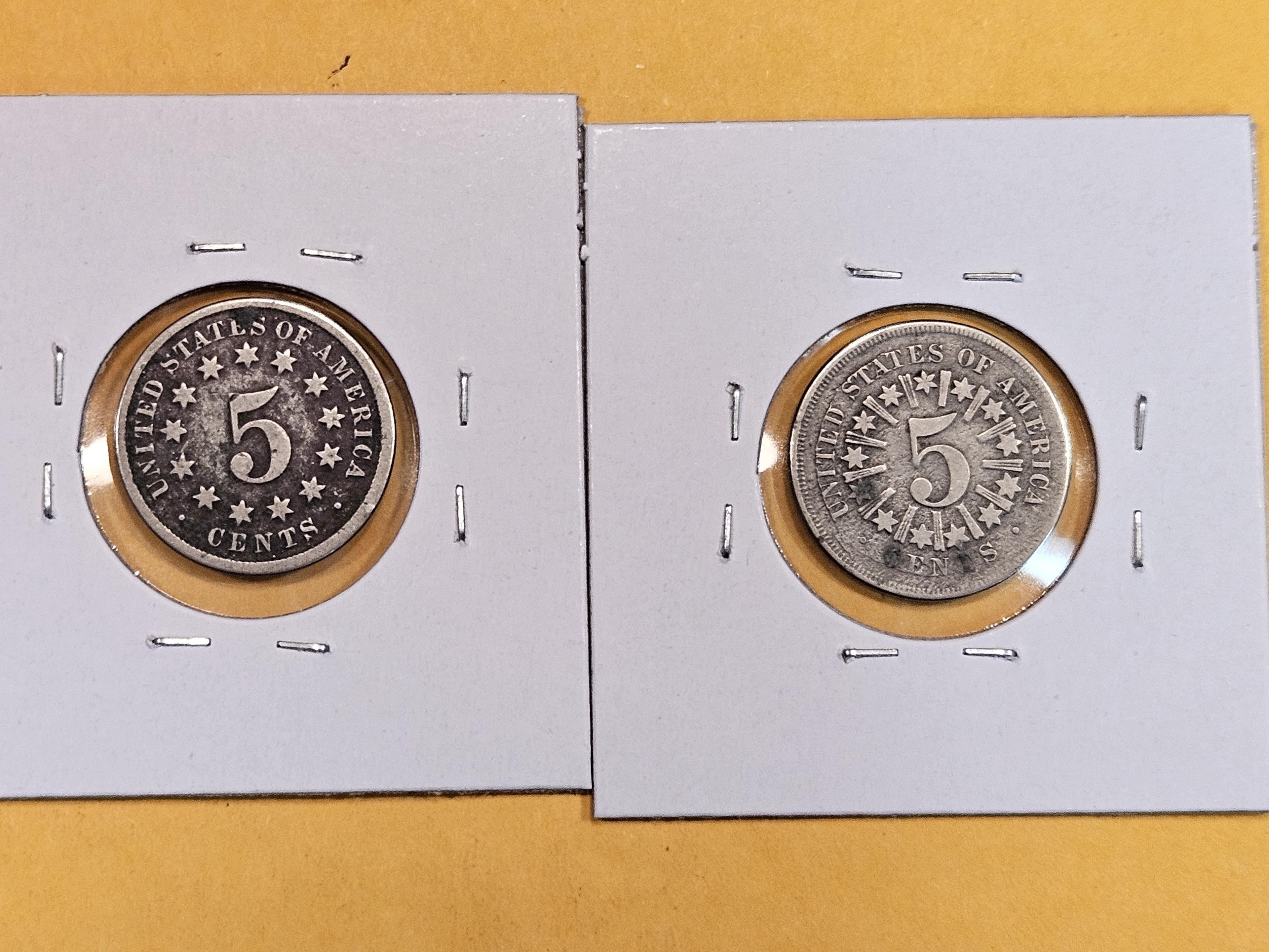 Two little better Shield Nickels
