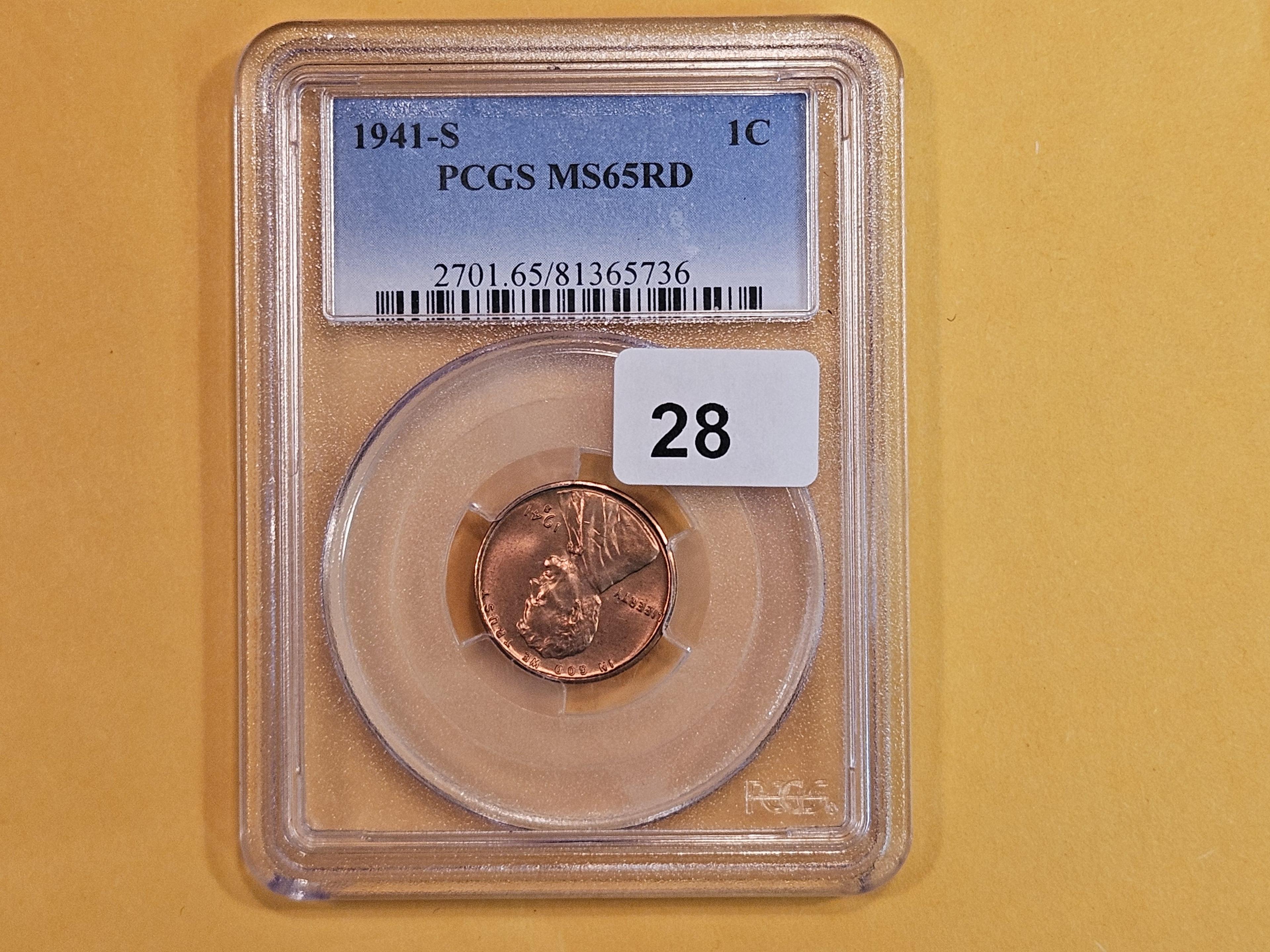 GEM! PCGS 1941-S Wheat cent in Mint State 65 RED
