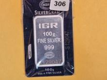 IGR One Hundred Grams .999 fine silver bar