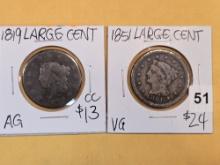 1819 and 1851 Large Cents