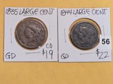 1835 and 1844 Large Cents