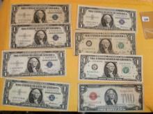 Eight mixed pieces of U.S. Currency