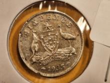 Bright About Uncirculated 1935 Australia silver 6 pence
