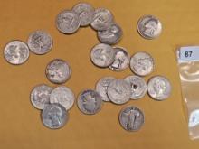 Twenty silver Quarters