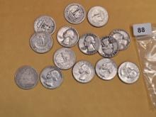 Fourteen silver Quarters