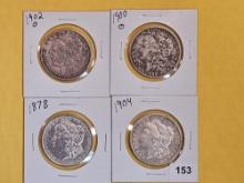 Four Morgan Silver Dollars