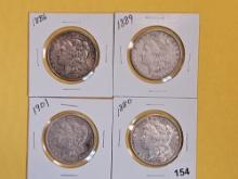 Four Morgan Silver Dollars