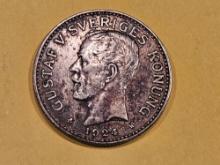 1924 Sweden 2 kroner in Extra Fine