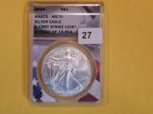 PERFECT! ANACS 2024 American Silver Eagle in Mint State 70