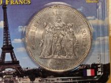Very Choice Brilliant Uncirculated 1875 France silver 50 francs
