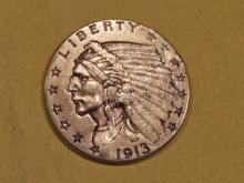 GOLD! 1913 Gold Indian $2.5 Dollars