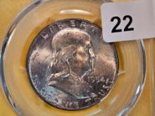 PCGS 1954 Franklin Half Dollar in Mint State 64 FBL