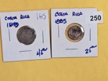 Two 1800's Costa Rica coins