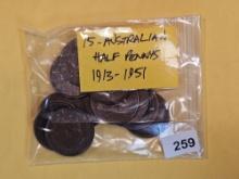 Fifteen Australin Half-pennies