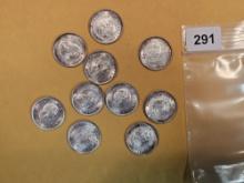 Ten Brilliant silver Colombian 10 centavos