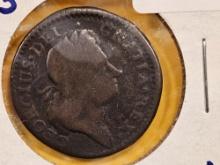 COLONIAL! 1724 Woods Hibernia 1/2 penny farthing