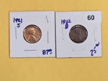 1921-S and 1922-D Wheat cents
