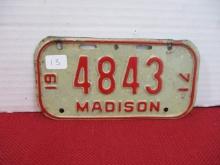 1971 Madison, Wisconsin Bicycle Plate
