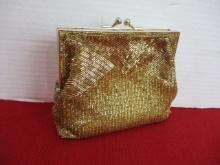 Vintage Gold Beaded Hand Bag
