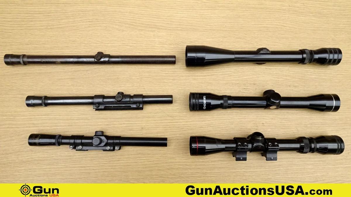 Redfield, Weaver, Etc. Scopes. Good Condition. Lot of 6; 1- 3-9x35 Scope with Duplex reticle and Rin
