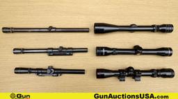 Redfield, Weaver, Etc. Scopes. Good Condition. Lot of 6; 1- 3-9x35 Scope with Duplex reticle and Rin