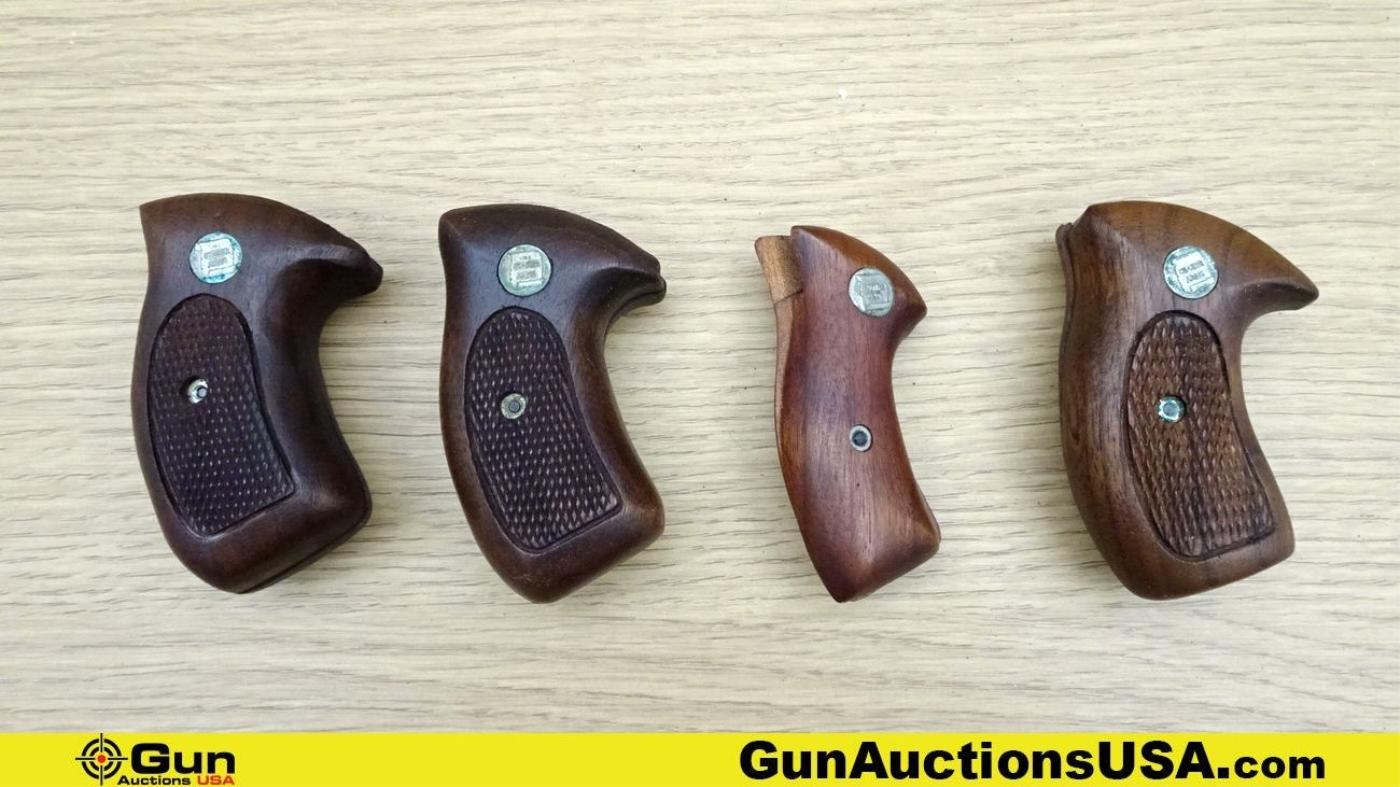 CHARTER ARMS BULL DOG GRIPS. Very Good. Lot of 4 Sets of Charter Arms BULL DOG Factory Wood Grips. .