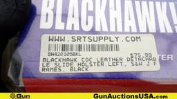Black Hawk Holsters. Excellent. Lot of 3; LEFT HANDED Leather Holsters. 1-Blackhawk Leather Inside t