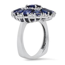 14K White Gold Setting with 5.86ct Sapphire and 0.68ct Diamond Ladies Ring