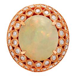 14k Rose Gold 6.62ct Opal 1.57ct Diamond Ring