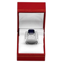14k White Gold 5.39ct Sapphire 1.04ct Diamond Ring