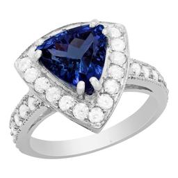 14k White Gold 2.75ct Tanzanite 1.01ct Diamond Ring